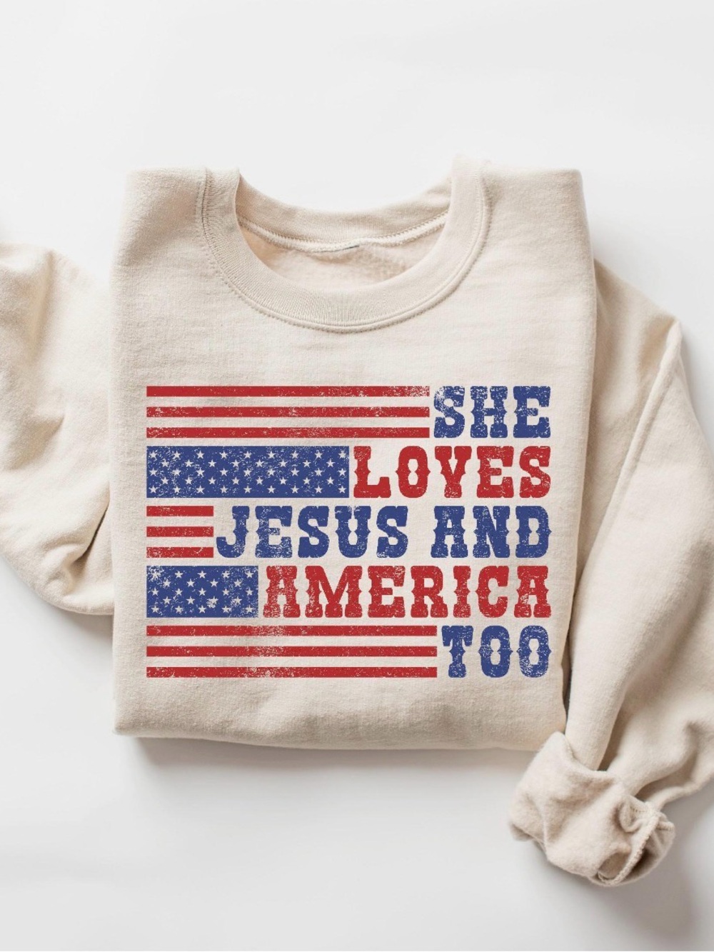 Gildan She Loves Jesus & America Too Graphic Sweatshirt XL